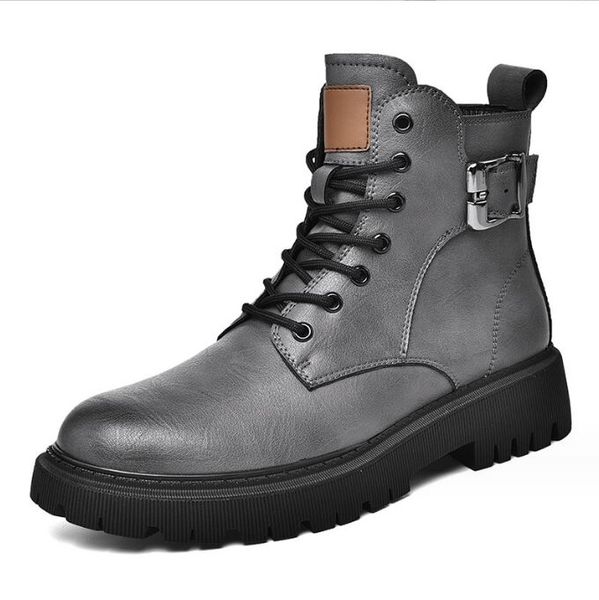 Zapatos de cuero de lujo para hombres, zapatos de diseñador de marca de cuero genuino, botas casuales italianas para hombres, botines de trabajo con cordones negros para niños, zapatos de fiesta