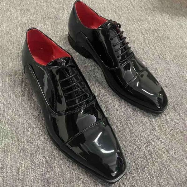 Zapatos de vestir de diseño de charol para hombre de lujo, zapatos con púas, zapatos de moda con punta estrecha para trabajo de negocios, zapatos de fiesta de boda, talla grande 38-48 NO495