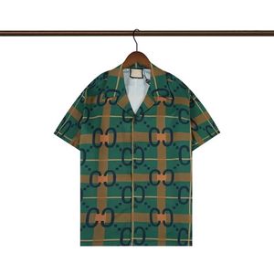 Luxe heren casual shirts heren hoge kwaliteit zomer veer bronzing print shirt streetwear top ademend korte mouw222C