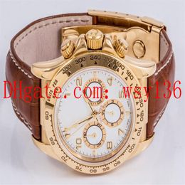 Luxury heren casual horloge 16518 40 mm 18k geel goud wit Arabische wijzerplaat lederen band geen chronograaf Asia 2813 Movement Automa255T