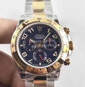 Luxe heren chronograaf horloge heren automatische cal.4130 blauwe wijzerplaat horloges 18k gouden armband mannen eta cosmograph saffier polshorloges