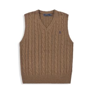 Pull en coton en laine en V en V de luxe, Pull de broderie de poney en tricot en automne et en hiver, pull à gilet en tricot pour hommes