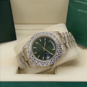 Luxury Men's Diamond Watch Sapphire Crystal Green Dial Mouvement Automatique Montre Montre de Luxe Orologio Mechanical Reloj Fashion Desinger Relojs