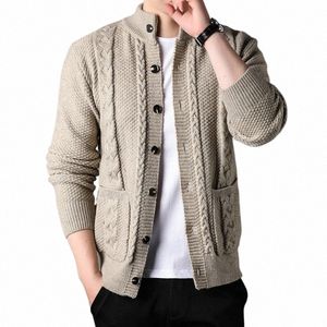 Cardigan à manches LG de luxe pour hommes Pull classique à carreaux tricoté Fi Knit Jacket Manteau F5vU #
