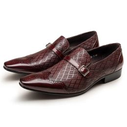Mocassins de luxe en cuir véritable pour hommes, chaussures Oxford à enfiler, noir vin rouge, chaussures d'été décontractées pour robe de mariée et de bureau
