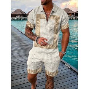 Luxe herenpoloset zomer vintage trainingspak casual stijlvolle outfit mannelijk poloshirt pak Hawaii stijl kleding nieuwe streetwear 240119