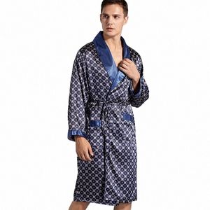 Robe Kimo en satin soyeux pour hommes de luxe 5XL Lg manches vêtements de nuit peignoir surdimensionné chemise de nuit en satin vêtements de maison d'été q47Z #