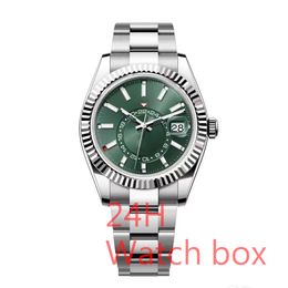 Montre de sport de luxe pour hommes SKY Dweller mouvement montre hommes multi fonction point rouge GMT double fuseau horaire en acier inoxydable submersible étanche boîte de montre lumineuse cadeau de luxe 24H