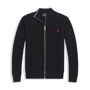 Pull de luxe pour hommes, col haut, fermeture éclair complète, pull brodé, ample, couleur unie, veste cardigan, pull d'automne et d'hiver