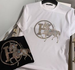 Luxe heren t-shirt heren t-shirts station korte mouwen heren t-shirt gouden paarden trend sectie cool nek top t-shirt