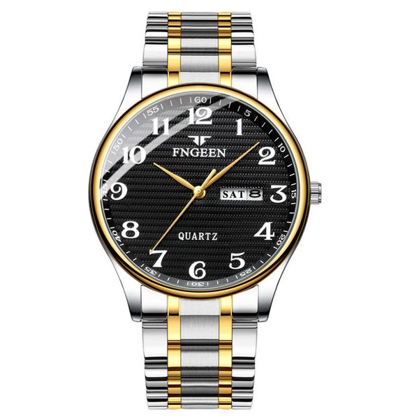 Reloj de pulsera grande para hombre, unisex, deportivo, mecánico, automático, analógico, digital, con pantalla de fecha, cronógrafo, cuero, chapado en cerámica, negro, de lujo