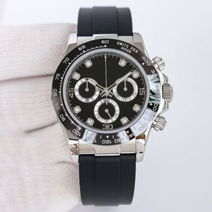 Montre de luxe pour homme Cadran panda noir Cadran rond 40 mm résistant aux rayures système étanche en cristal bleu Bague extérieure solide en céramique diamantée Machine entièrement automatique