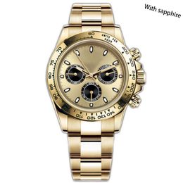 Designer de montres masculin de luxe Dhgate 40 mm boucle pliante saphir en céramique en acier inoxydable 904l étanche mécanique automatique Montre de Luxe Gold Color