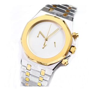 Luxury Men's Watch Master Gold and Silver Two-Color Inoxyd-acey Base Couleur Couleur Couleur Couleur Running Second Movement Bow Backle 41 mm