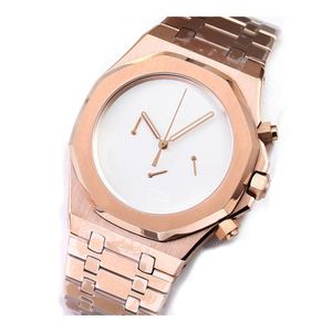 Luxury Men's Watch Master Master Rose Gold Acero inoxidable Color de color sólido Dial de Curring Segundo movimiento Bow Hebilla 41 mm