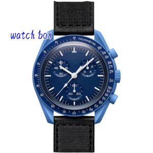 Montre de luxe pour hommes montre de sport en acier inoxydable planète lune Quartz montre de lune mercure 42mm synchronisation multifonctionnelle luxe hommes couple montre-bracelet commune étanche