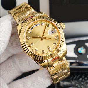 Luxe heren Watch Week Gold Round Dial 41mm Diamant Time Mark Sapphire Crystal Glass Vouwbesparen roestvrij staal 904L Volledig automatische machine Montre de Luxe