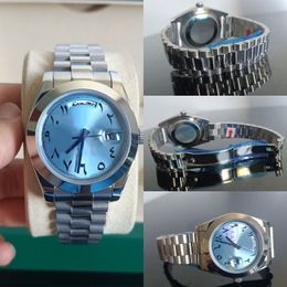 Luxury heren horloge wekelijkse Arabische blauwe wijzerplaat 40 mm/36 mm dameshorloge waterdichte saffier vergrote kalender volledig automatisch mechanisch horloge fabriek Montre de luxe