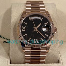 Relojes de UNIX de lujo 36 mm Roman Rose Gold Day Day Mechanical Ref.128235 Asia Movimiento Sapphire Glass Mens Sport Wristwatch