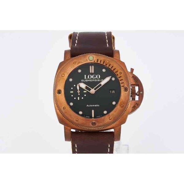 Relojes de lujo para hombre, moda para movimiento mecánico luminoso P9000, caja de bronce de 47mm, estilo de reloj de pulsera Pam00382 Pam 6bde