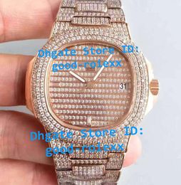 Montres pour hommes hommes automatique plein or Bling diamant cadran Bracelet montre hommes mis5 9015 Cal.324SC strass montres