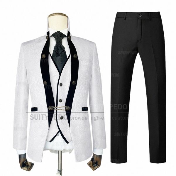 Luxe Hommes Costume Set Mariage Gala Groomsman Slim Fit Costumes élégants Custom Piano Performance Formel Blazer Gilet Pantalon 3 Pièces S26y #