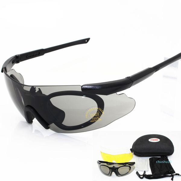 Luxury- Hommes Lunettes de soleil Militaire 3 Lentilles Lunettes de sécurité Tactique Armée Lunettes TR90 Cadre Chasse En Plein Air Combat Wargame Moto