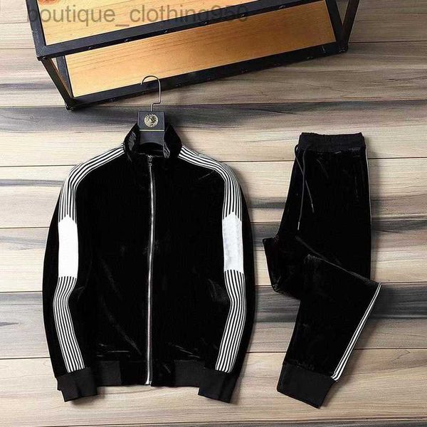 Hombres de lujo Chaquetas de chándal Versión superior Otoño Letras unisex Tops bordados laterales Pantalones largos Chaqueta informal para mujer Traje deportivo Conjuntos de ropa deportiva