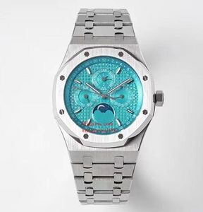 Montre de luxe pour hommes, 41mm, 26574 Royal, mécanique, transparente, en acier inoxydable, phase de lune, automatique, montres-bracelets pour hommes