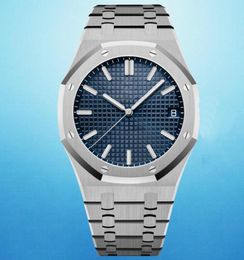 Reloj de lujo para hombre, esfera azul de 41mm, 15500, acero inoxidable 316L, movimiento asiático, relojes de pulsera mecánicos automáticos para hombre
