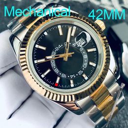 Montre de luxe pour hommes, mouvement mécanique automatique, petit cadran peut tourner, montres décontractées, bracelet en acier inoxydable 316, étanche 42mm, cadeau d'anniversaire