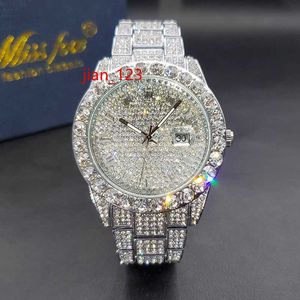 Montre de luxe pour hommes, grand diamant scintillant, à Quartz, Hip Hop Rock, élégante, étanche, calendrier, livraison directe