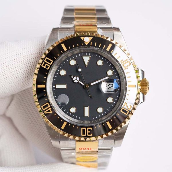 Luxury Mena Watch Bisel de cerámica del mar-amortiguador 43 mm Mecánico Mecánico de alta calidad Muñeco informal de la pulsera Rode AAA Waterproof Batman Watch Sub Mariner