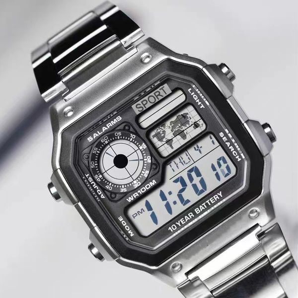 Montre de luxe pour hommes étanche en acier inoxydable doré montres numériques d'affaires réveil LED montre de Sport électronique Relogio