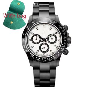 Montres pour hommes Dayton Designer Watches with Box All Black Stainles Steel White Dial Mouvement Automatique Sports Lumineux Lumineux Wrists Résistantes de l'eau Montre de Luxe