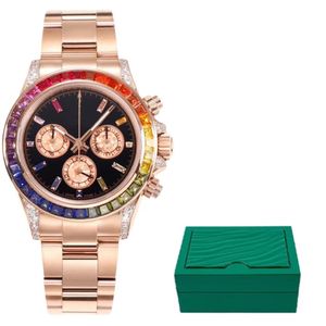 Luxe mannen kijkt van hoge kwaliteit Rainbow Designer Watch Man 40mm Automatische beweging Originele diamantrand roestvrijstalen polshorloges Dayton Montre de Luxe