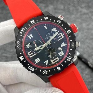 Luxe Mannen Horloges Rode Rubberen Band VK Batterij Chronograaf Quartz 1884 Horloges Luxusuhr Luminous293Q
