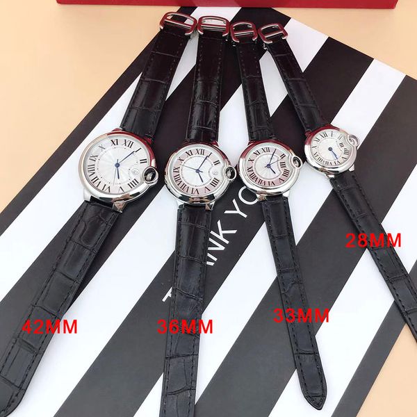 Les hommes de luxe regardent les femmes regardent le quartz mouvement bracelet en cuir 4 taille couple de bracelet de bracelet de vie imperméable fermoir original horloge montre de luxe