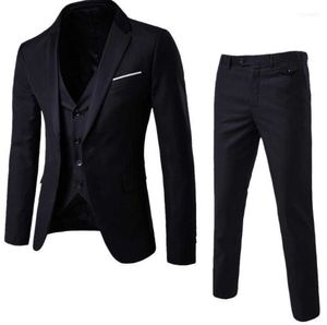 Luxury Men Wedding Suit Male Slim Fit For 3-Piece Business Party Jacket Vest