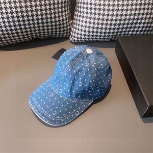 Luxe mannen dames honkbal petten denim koeien leer met puntletter designer hoeden blauw lichtgewicht ademend verfrissend casquette voor resort