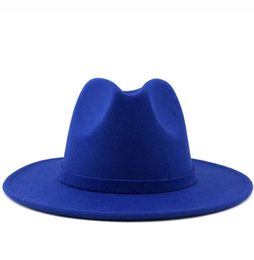 Luxe hommes femmes Fedora Style feutre noir Jazz robe chapeaux britannique bord Trilby fête formelle chapeau casquette laine jaune large Panama 565861068644