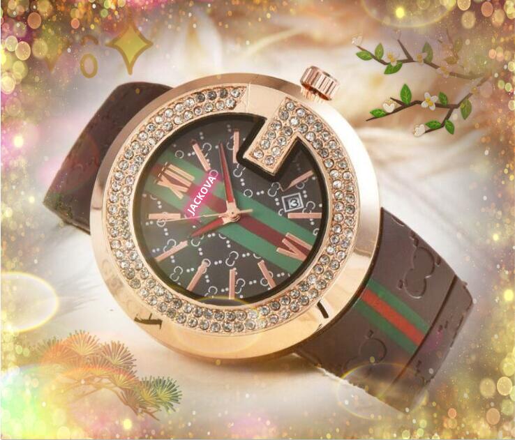 Luxury Men Women Sky Diamonds Ring Watches Fabric Leather Rubber Silicone Belt Quartz Movement Couple Lovers Clock Wristwatch Relogio Masculino