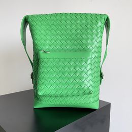Men de luxe Femmes Small Intrecciato Leather Backpack avec un seul extérieur de poche zippé sac de créateur de mode verts en peau d'ordinateur portable de mode Caflskin noir