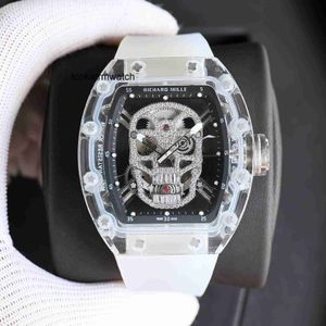 Luxe mannen/vrouwen kijken naar Black Watch SuperClone Active Tourbillon Designer RM52 RM052-01 Diamond Skull Hollowed Out Automatic Mechanica