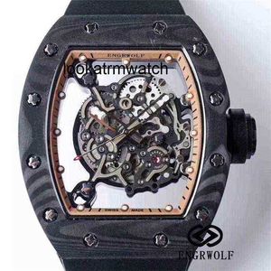Luxury Men / Femmes Watch Machine Top Tourbillon Series Watch Date Automatique Fibre Engrwolf Black Ruban