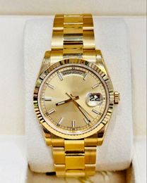 Luxe mannen polshorloge Japan Mechanische automaat 118238 36 mm 18k geel goud WatchNew Old Stock Bracelet roestvrijstalen staalapphire waterdichte herenhorloge