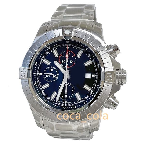 Reloj de pulsera de lujo para hombre nueva pulsera de zafiro inoxidable resistente al agua reloj para hombre Avenger cronógrafo A13375101B1A1 negro