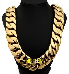 Luxury heren 316L roestvrij staal heiten 32 mm 23 mm breedte16quot28quot hiphop zware Cubaanse gouden ketting mode heiten sieraden 288447146