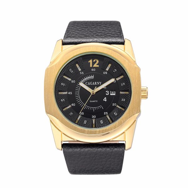 Relojes de cuarzo militares de lujo para hombre, reloj de cuero analógico para hombre, reloj de pulsera deportivo informal dorado, Relojes para hombre