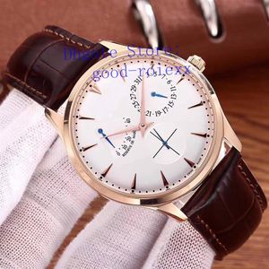 Luxury Mens Automatic Rose Gold Watch Men Master Transparent Master Ultra Thin Westies Black White Dial Cuir en cuir 1372520 MEN 247A
